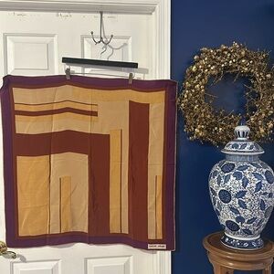 Vintage Franck Olivier Paris Brown & Tan Geometric Print Scarf 33”
